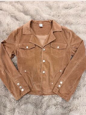 Y2K Corduroy Button-Front Jacket in Warm Camel